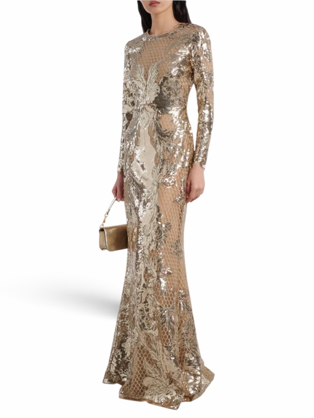 Elie Saab
Sequin Embroidered Tulle Long-Sleeve Mermaid Gown